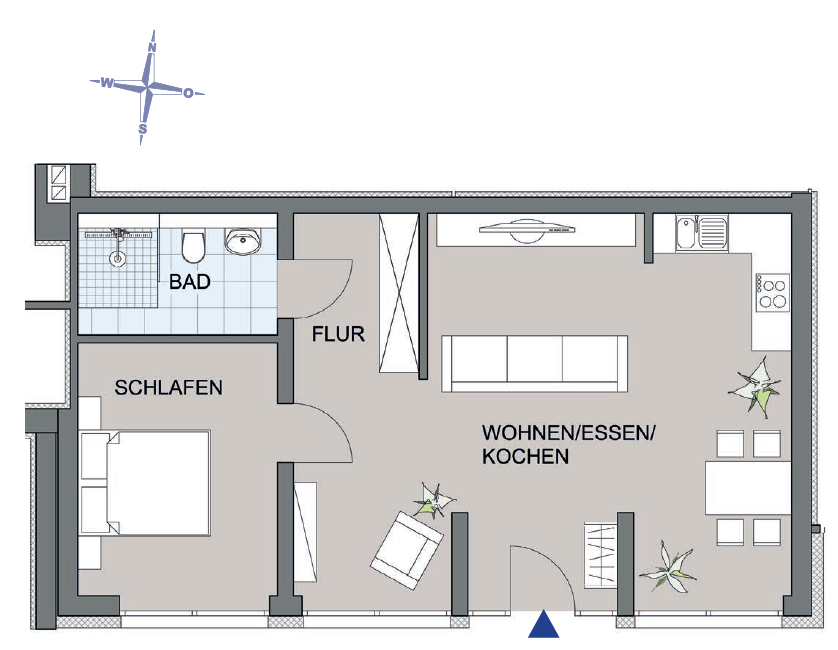 Grundriss Appartement-Wohnung 1 &ndash; Kellergeschoss &ndash; 3-Zimmer-Wohnung in Willingen