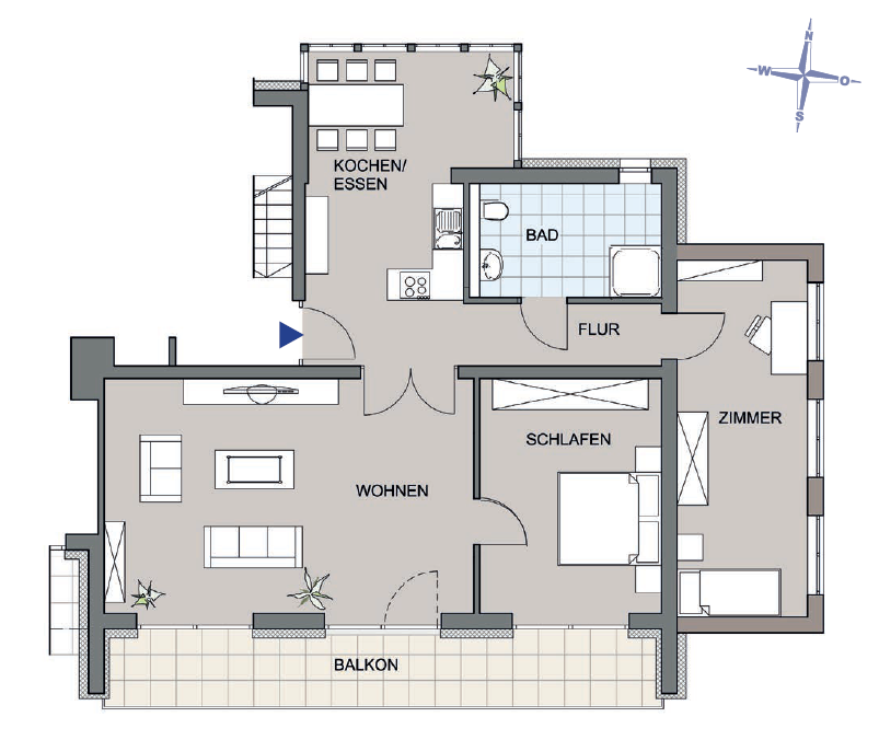 Grundriss Appartement-Wohnung 2 &ndash; Erdgeschoss &ndash; 5-Zimmer-Wohnung in Willingen