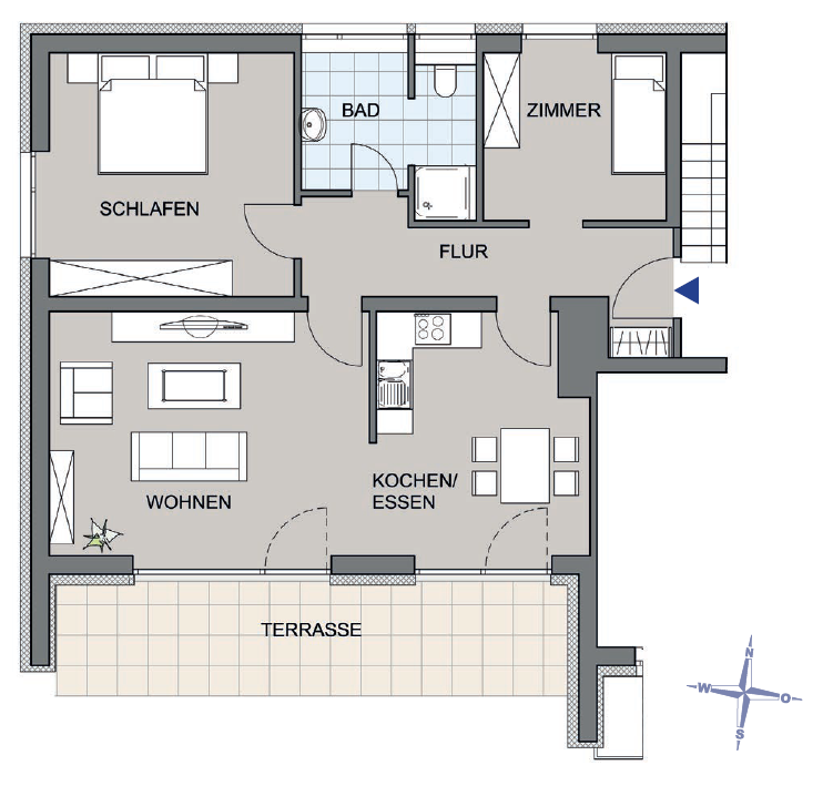 Grundriss Appartement-Wohnung 3 &ndash; Erdgeschoss &ndash; 5-Zimmer-Wohnung in Willingen