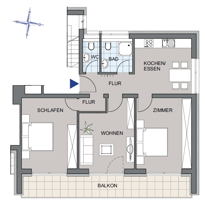 Grundriss Appartement-Wohnung 4 &ndash; 1. Obergeschoss &ndash; 6-Zimmer-Wohnung in Willingen