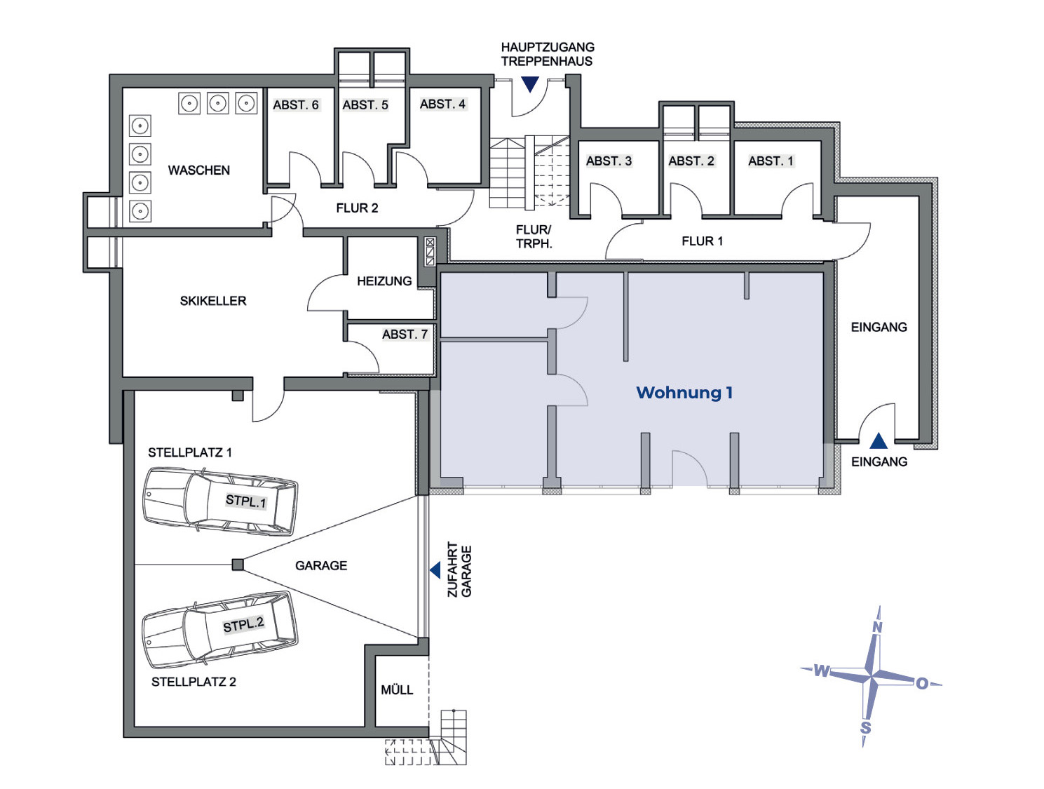 Grundriss Kellergeschoss Appartementhaus Sportstra&szlig;e 32 Willingen